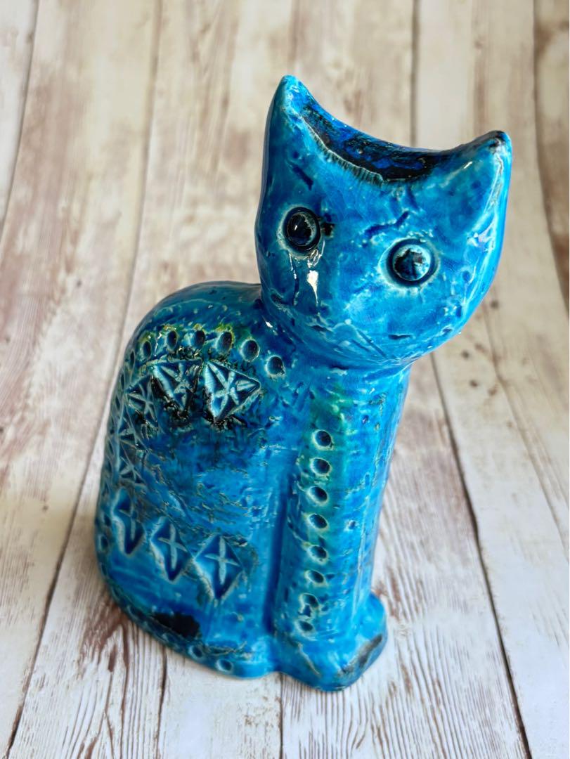 値下げ大特価⭐︎Bitossi（ビトッシ）FLAVIA青い猫の陶器置物＆灰皿 特価⭐︎Bitossi（ビトッシ）FLAVIAシリーズ 青い猫の陶器置物