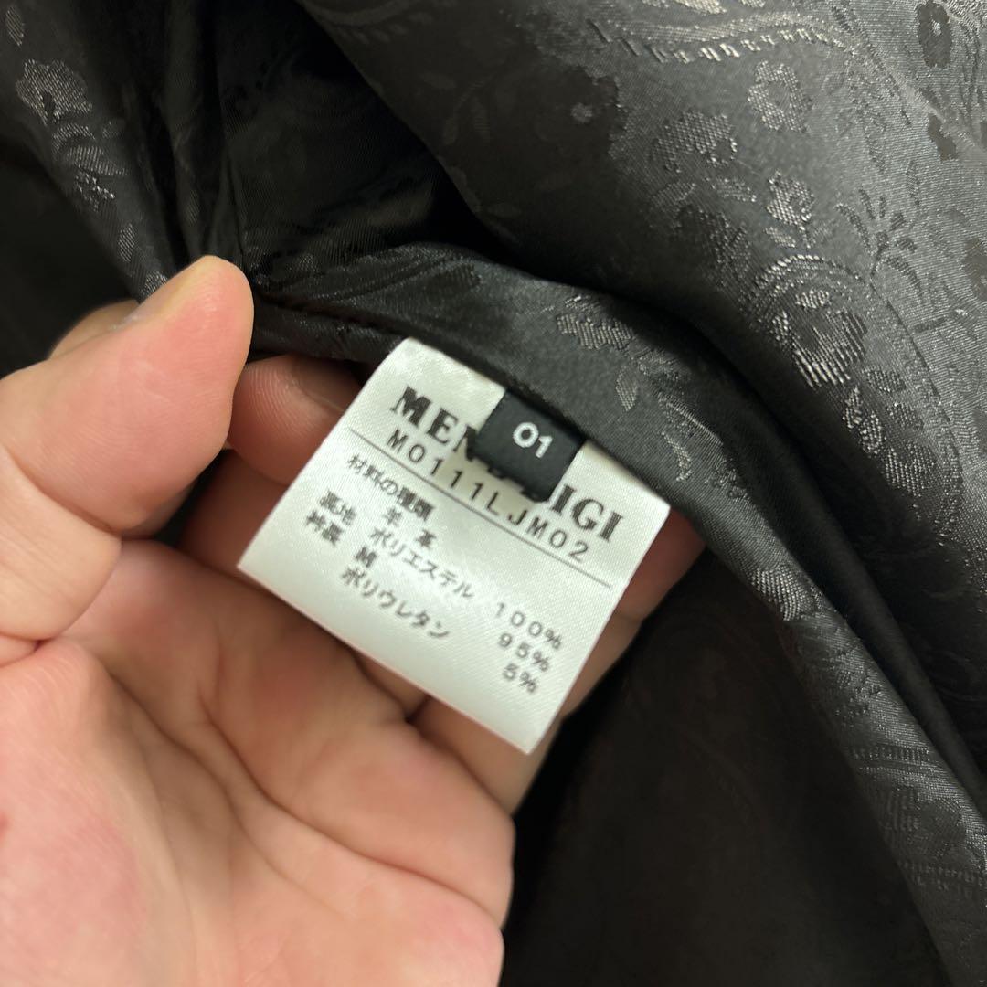 メンズビギ　シープスキン　ネイビー　レザー シングルライダースジャケット