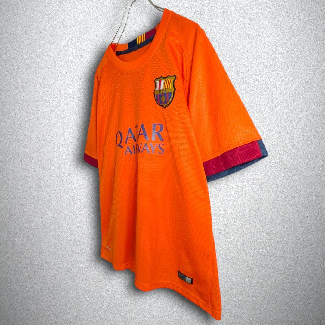 古着　サッカー　ラ・リーガ　FCバルセロナ　オレンジ　ゲームシャツ　メンズXL