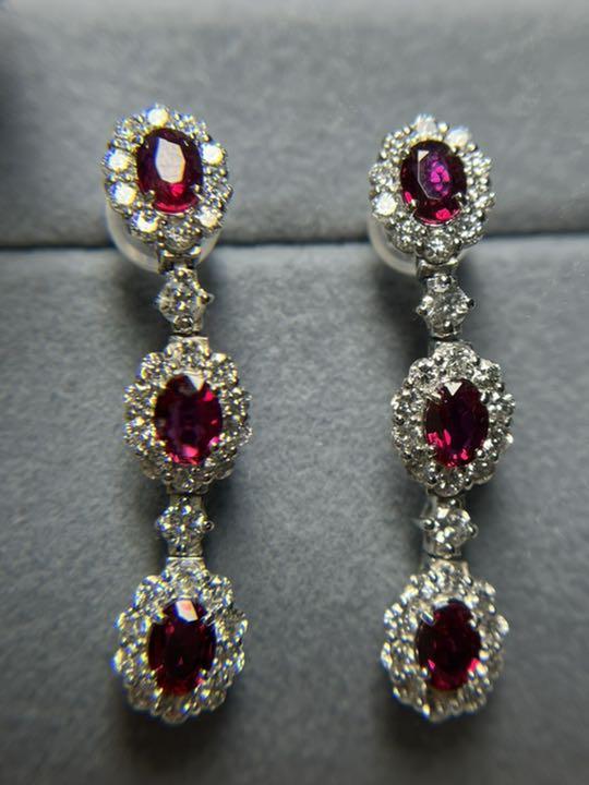 春夏新作モデル 新品pt900非加熱ピジョンブラッドルビー1.038ct 【超美品】 新品pt900非加熱ピジョンブラッドルビー1.038ctダイヤモンドピアス ピアス(両耳用)