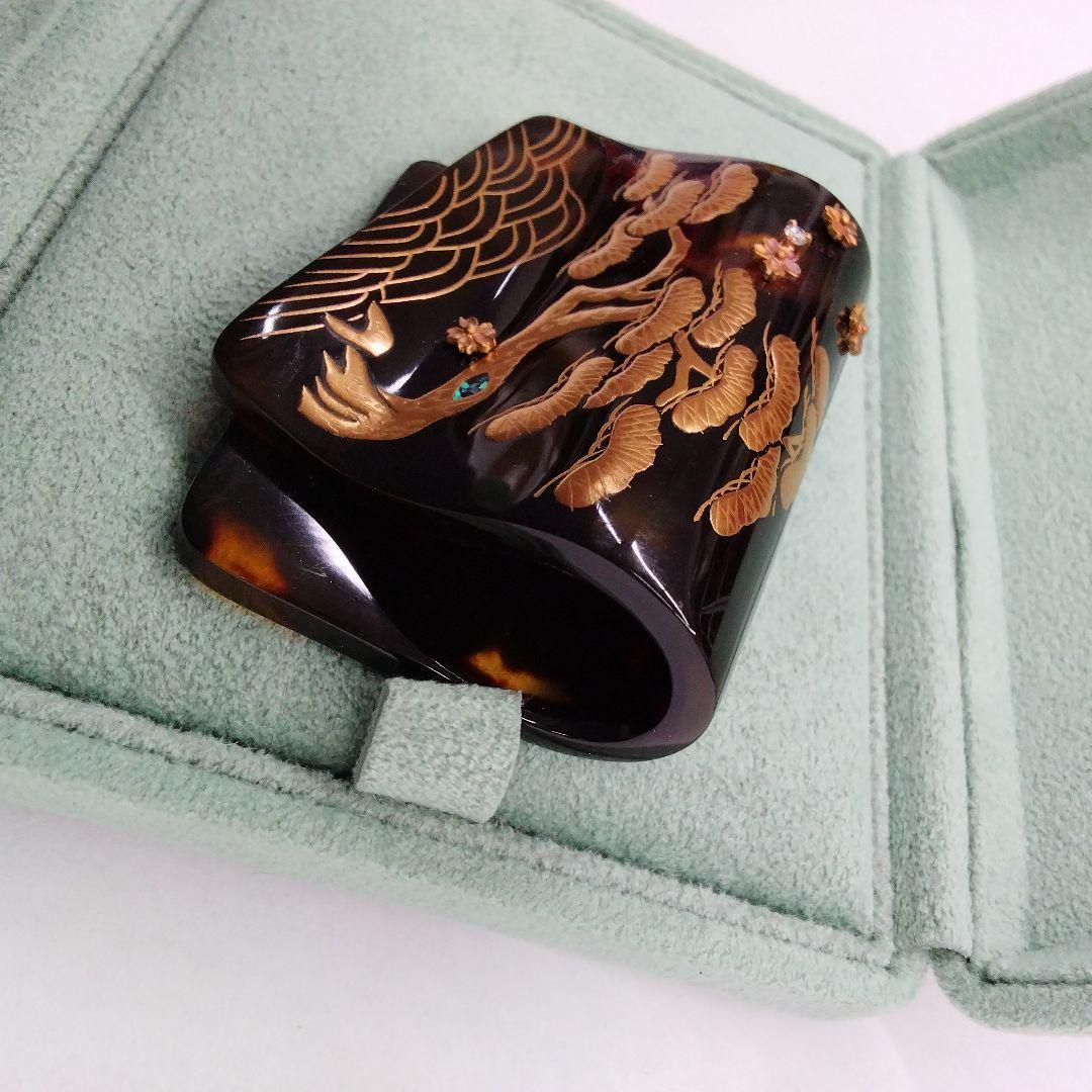 【大町憲治】本鼈甲 帯留め ダイア 螺鈿 金蒔絵 #1117 【大町憲治】本鼈甲 帯留め ダイア 螺鈿 金蒔絵 #1117