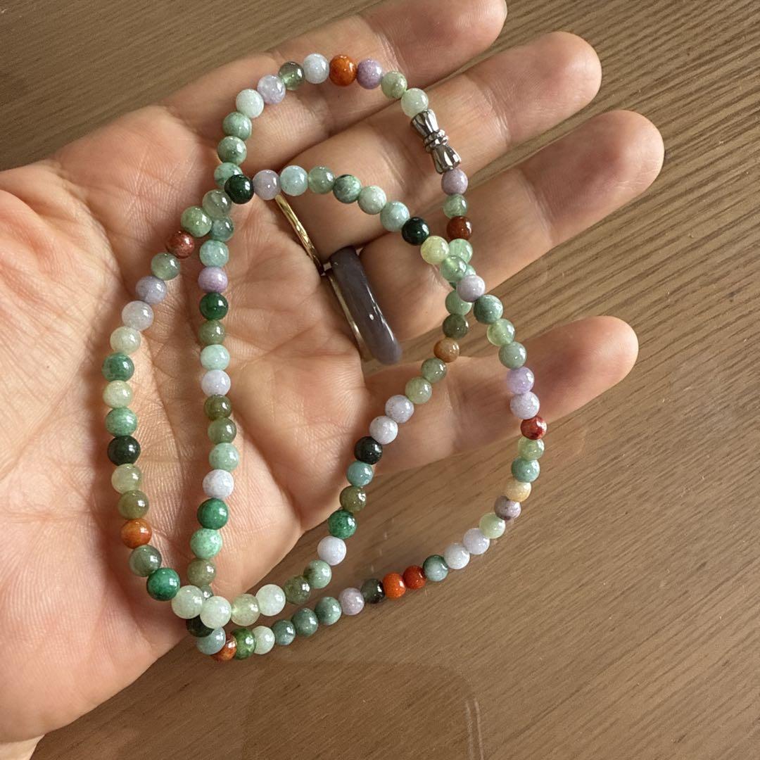 ミャンマー産 翡翠 ビーズ ネックレス beads205 ミャンマー産天然無処理翡翠 ビーズ ネックレス アップル
