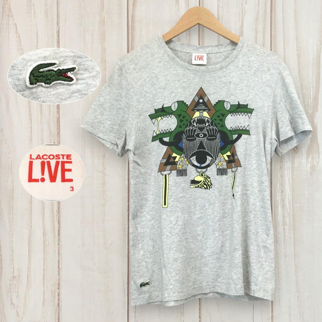 【ラコステ 半袖プリントTシャツ】 ワニロゴ 香港リミテッド 白 M 古着