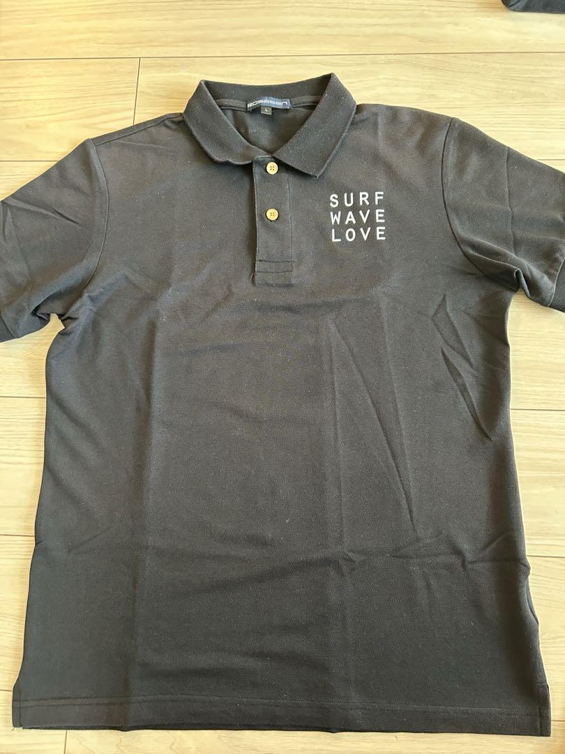 【美品】Rosasenロサーセン(L)黒ポロシャツ SURFWAVELOVEメンズウェア