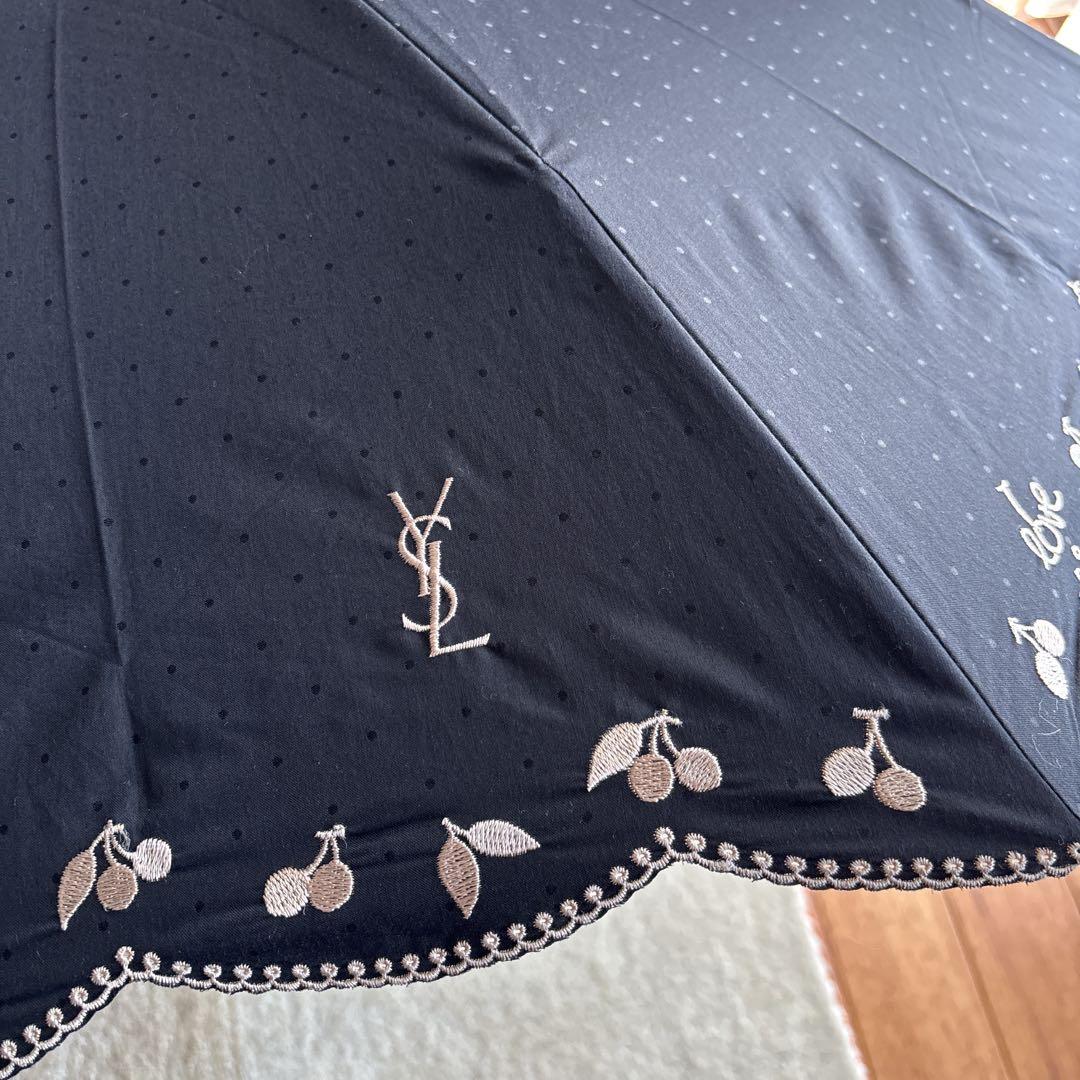 Yves Saint Lauren チェリー刺繍 折り畳み日傘イヴ・サン
