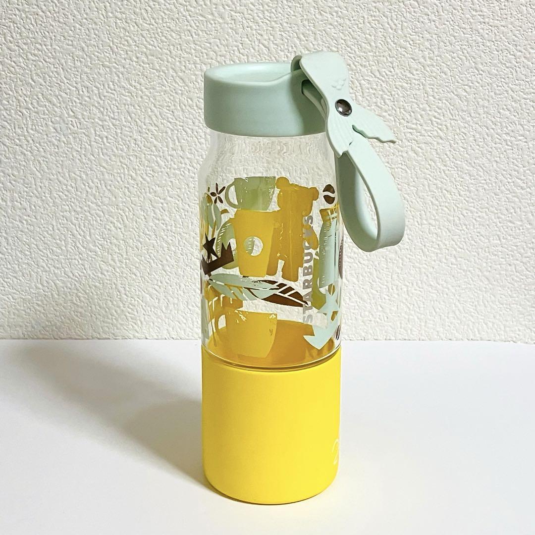 北米スタバ☆ステンレス製ボトル 591ml 黄色 シリコン底カバー USED】スタバ ウォーターボトル シリコンストラップ 473ml 水筒