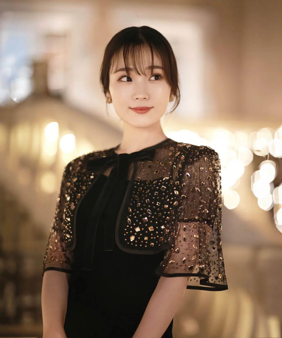ブラックロングドレス スパンコールボレロ付き