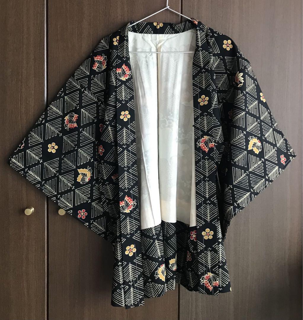 新品未使用 菱形家紋柄 ウール単 羽織・着物セット 小紋 アンサンブル