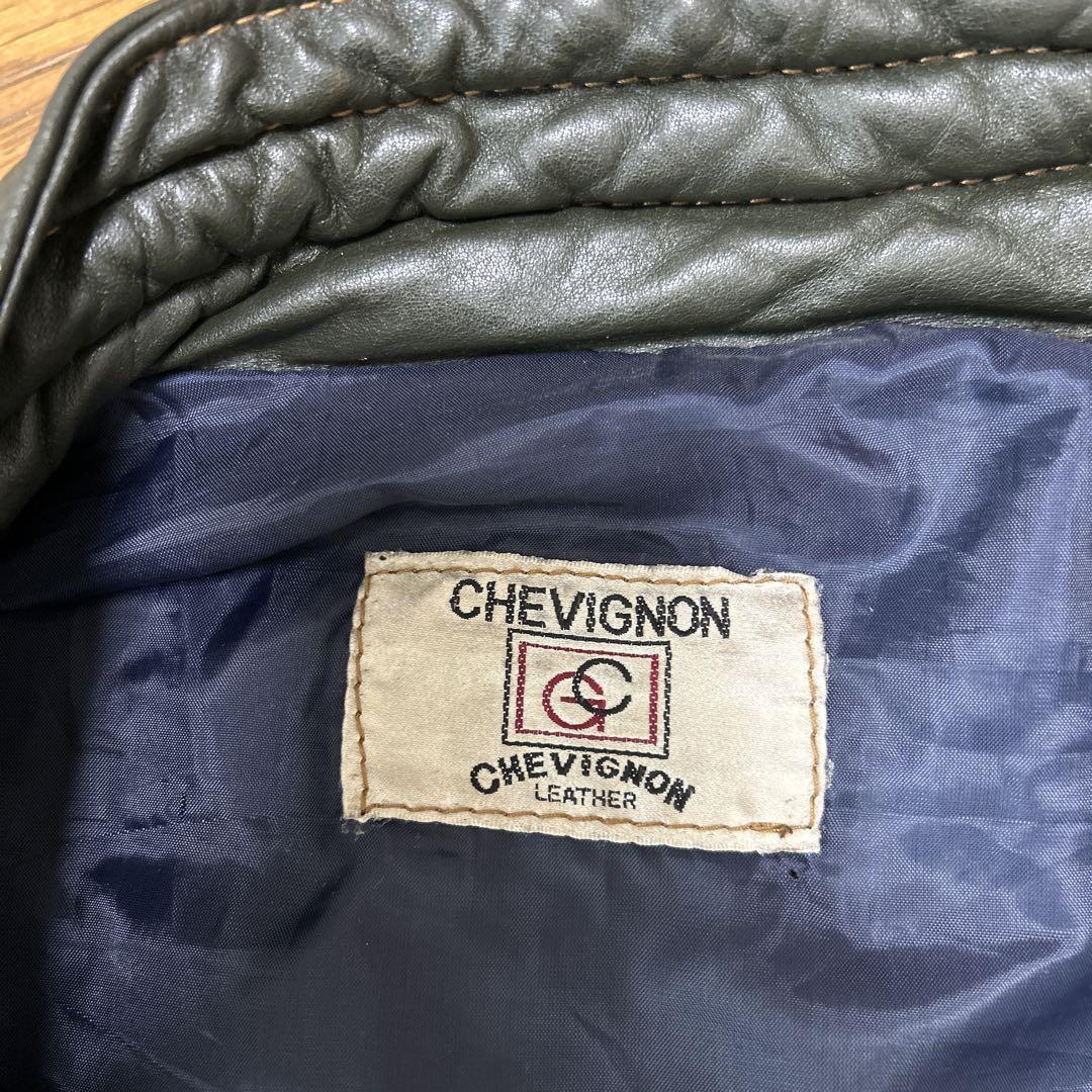 CHEVIGNON パッチワーク レザー ダウンベスト