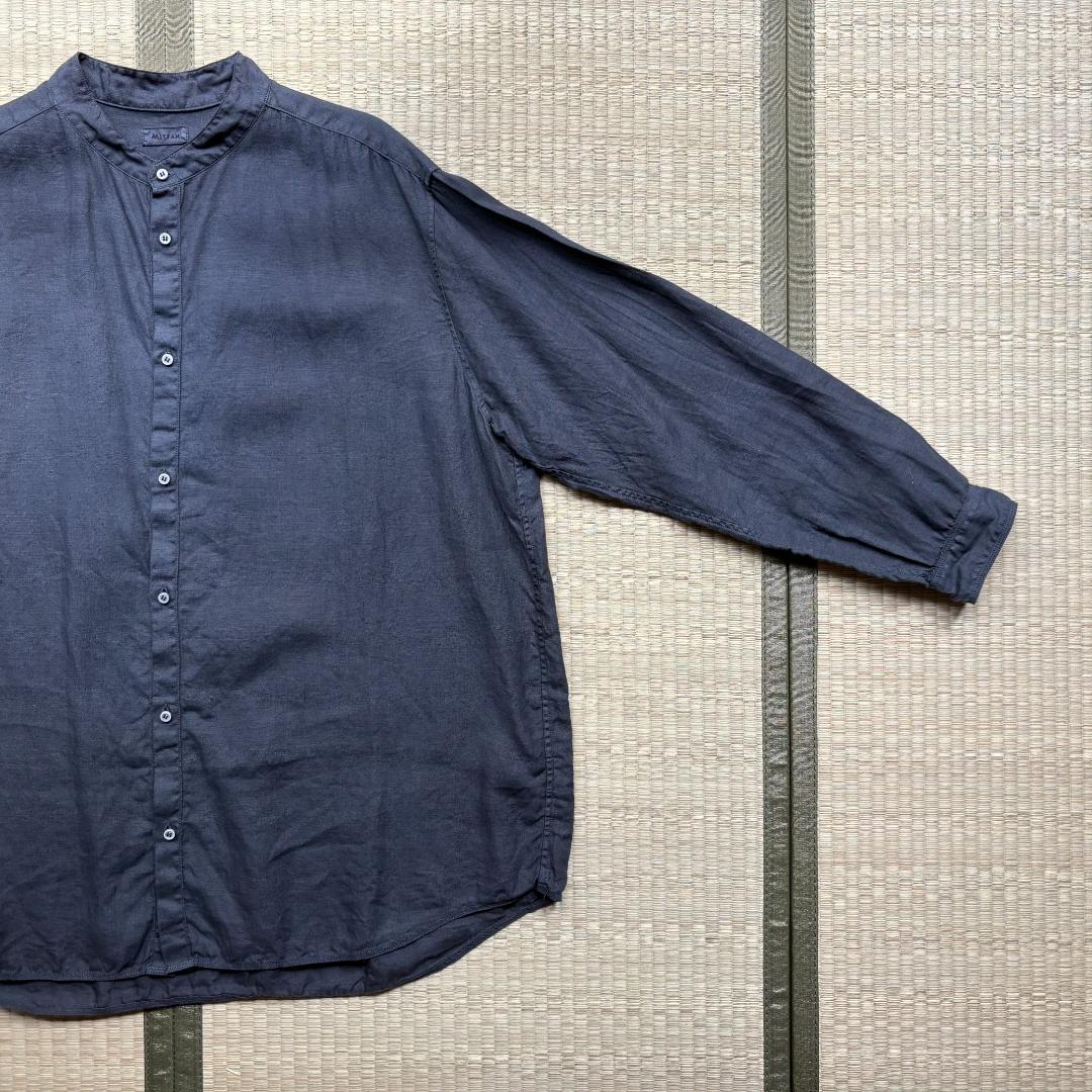 【美品】MITTAN 大麻シャツ 3 藍×鬱金×墨 サイズ3