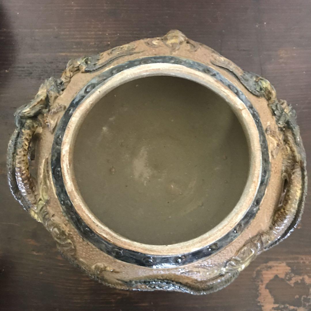 古琉球 壺屋焼 雲龍紋貼付香炉 骨董品.アンティーク.李朝.琉球古典焼 お値下 古琉球 壺屋焼 雲龍紋貼付香炉 骨董品.アンティーク.李朝.琉球古典焼 工芸品