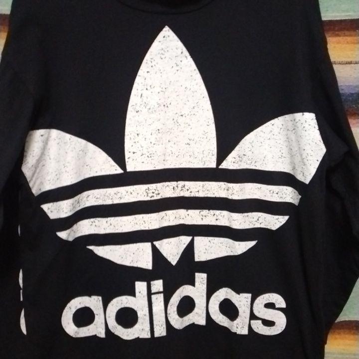 80s90s　アディダス　モックネック　ロンT　ビッグプリント　ヴィンテージ