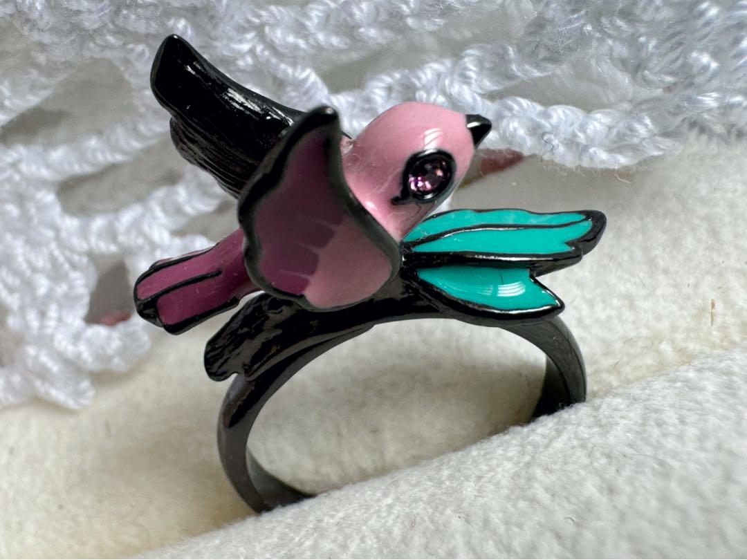 ずっと気になってた ANNA SUI アナスイ 小鳥 リング 指輪 エナメル細工 ビジュー アクセサリー
