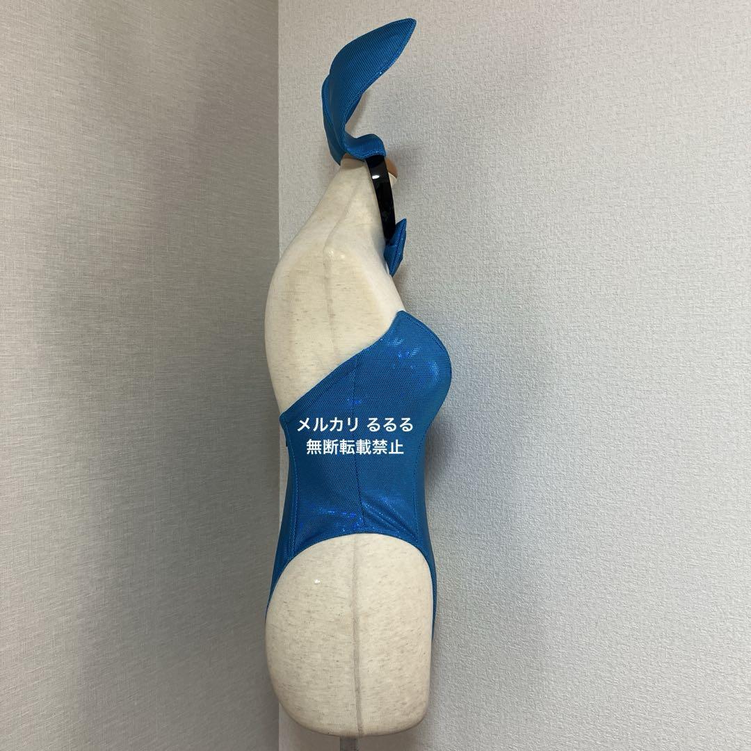 ハイレグ Tバック バニーガール メタリック ホログラムドット箔 水色 コスプレ ハイレグ Tバック バニーガール メタリック ホログラムドット箔