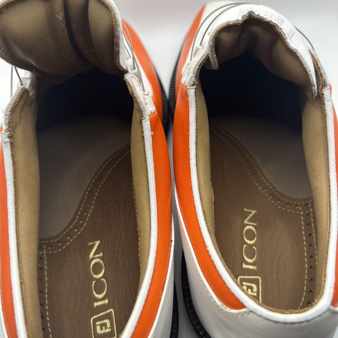 【新品】フットジョイ ICON ゴルフシューズ ホワイトオレンジ　25.5