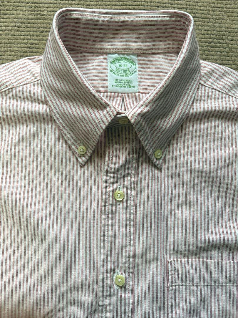 【希少USA製】Brooks brothers 長袖オックスフォードシャツ 赤系