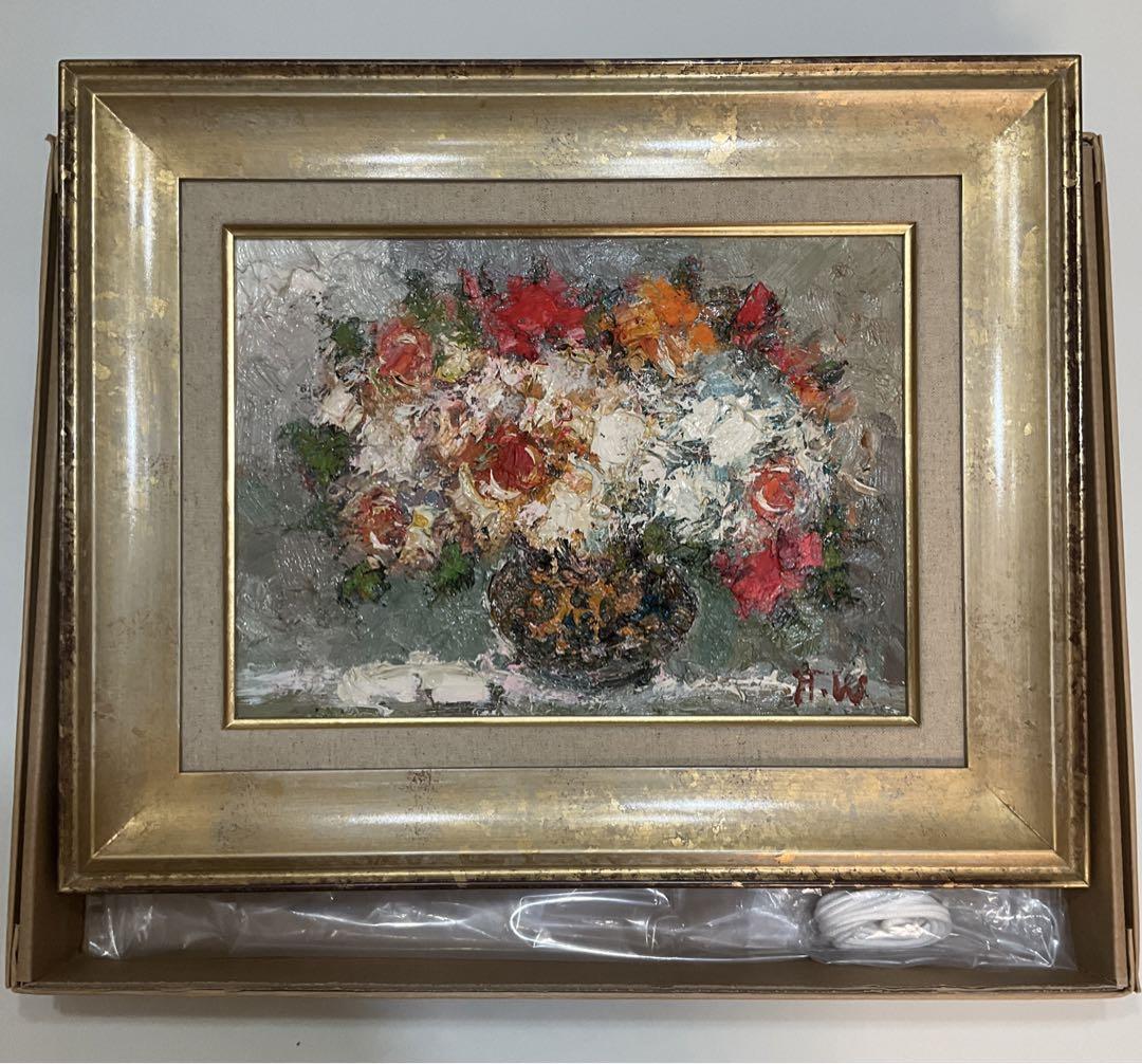 絵画・額縁・油絵・渡部 ひでき・新品未使用・薔薇・美術品・インテリア・雑貨