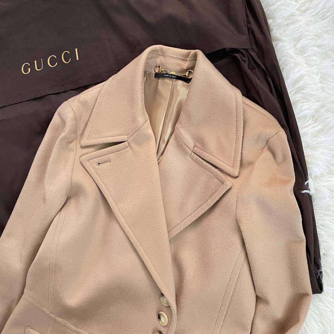 良品】 GUCCI グッチ ハニーベージュ パールボタン トレンチ