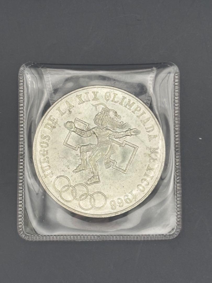 美品1986年メキシコオリンピック25ペソ 銀貨重さ約22.5g 直径38mm
