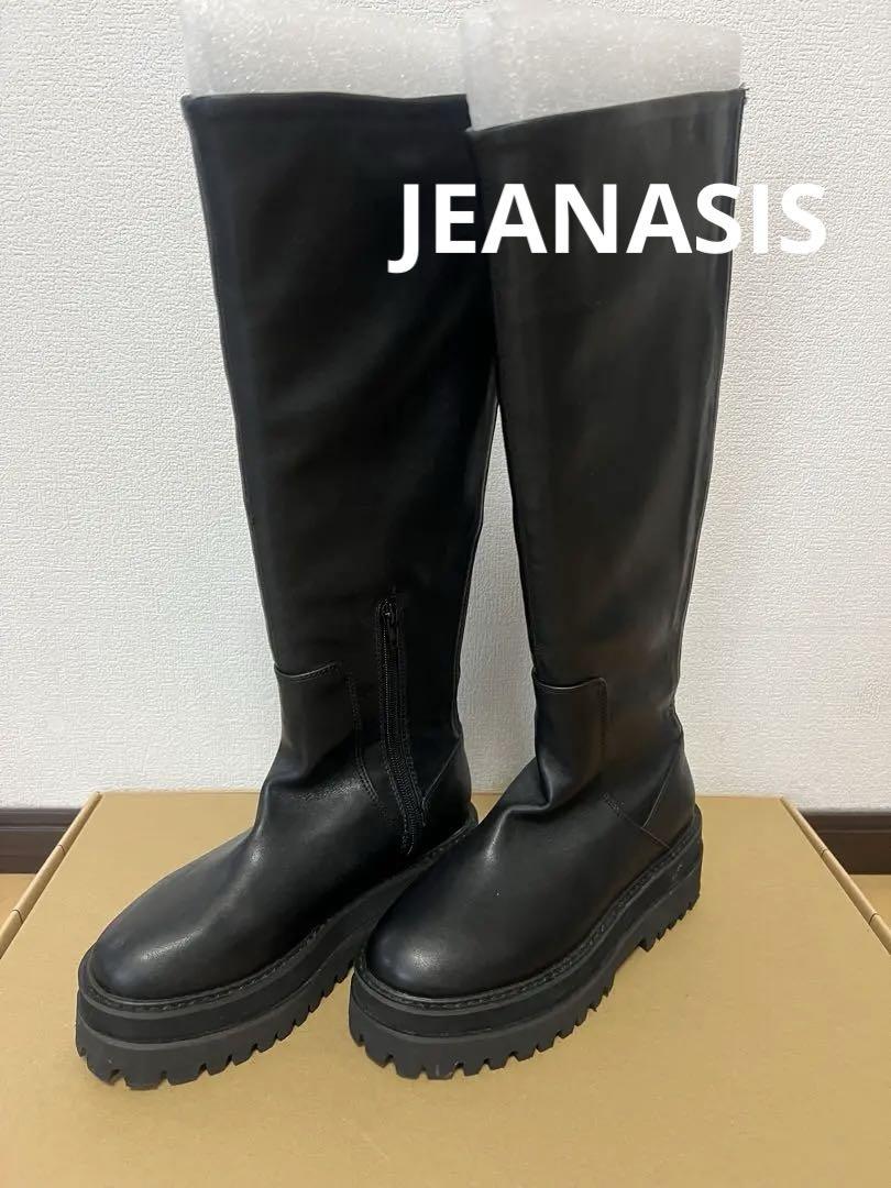 JEANASIS/黒レザー厚底ロングブーツ/レディース靴/23.5cm/Mサイズ
