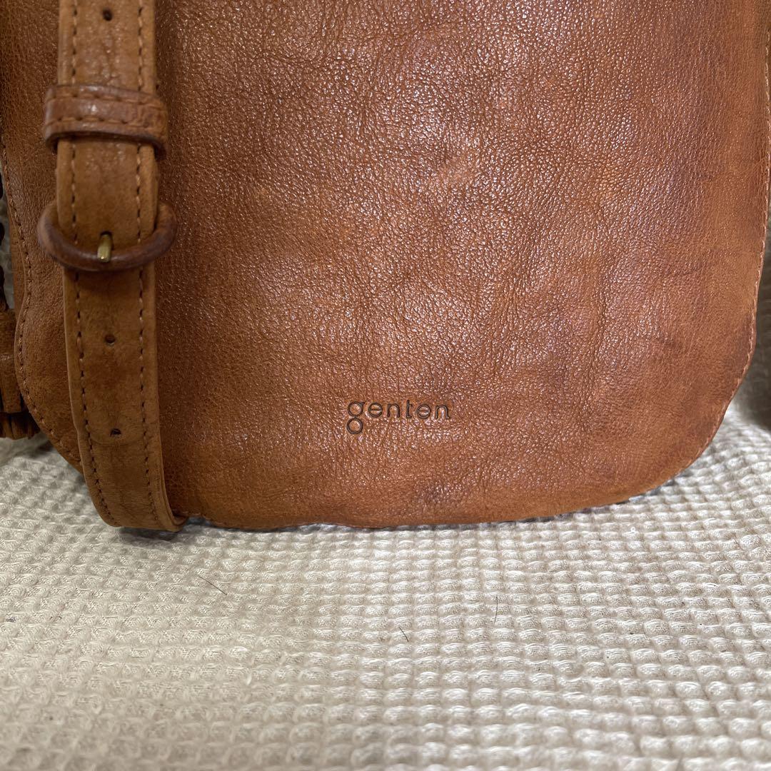 ◇美品 genten ゲンテン レザーショルダーバッグ ブラウン