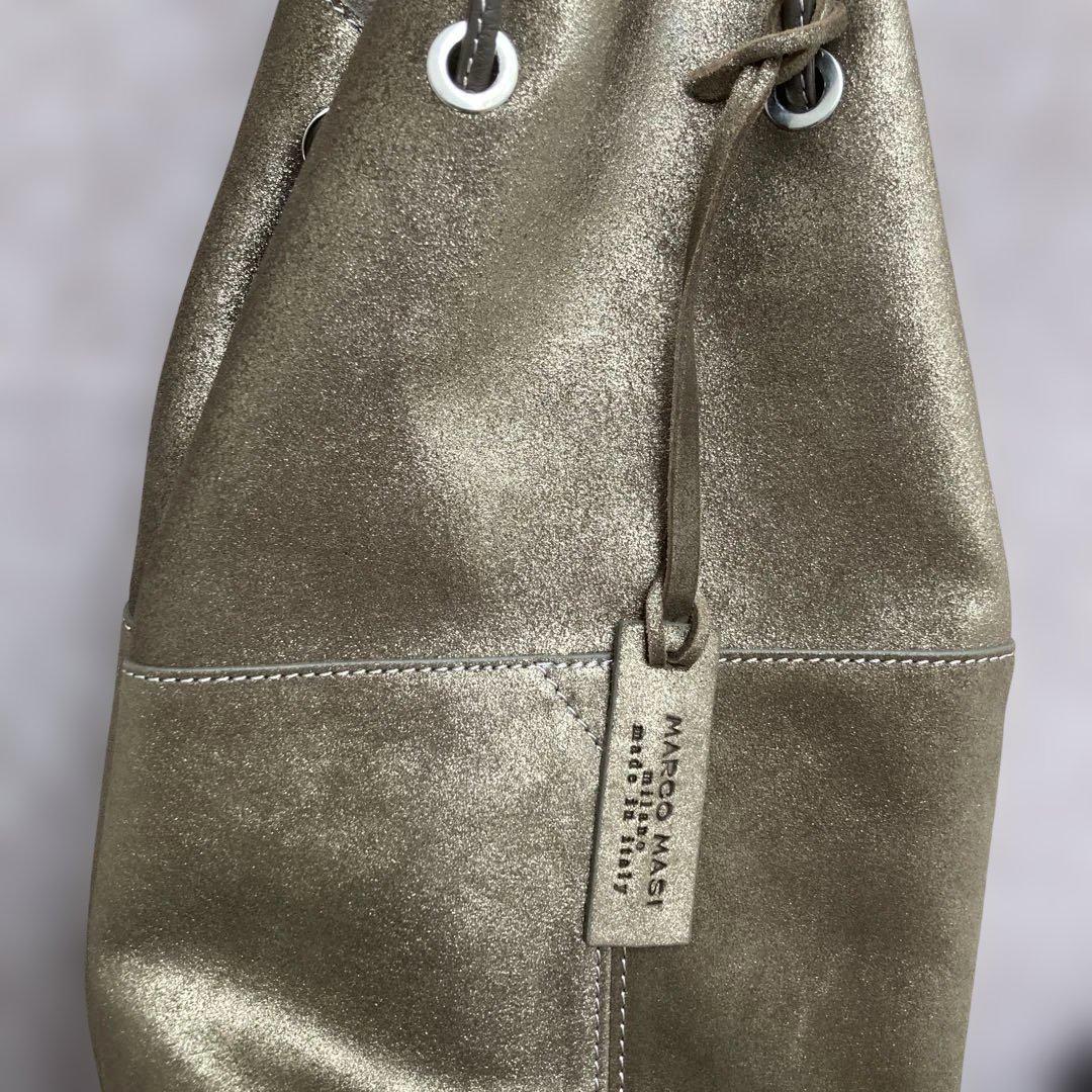 大人気！美品✨MARCO MAS ゴールド バケツバッグ　巾着　イタリア製　牛革 美品 MARCO MAS ゴールド バケツバッグ 巾着 イタリア製 牛革 バッグ