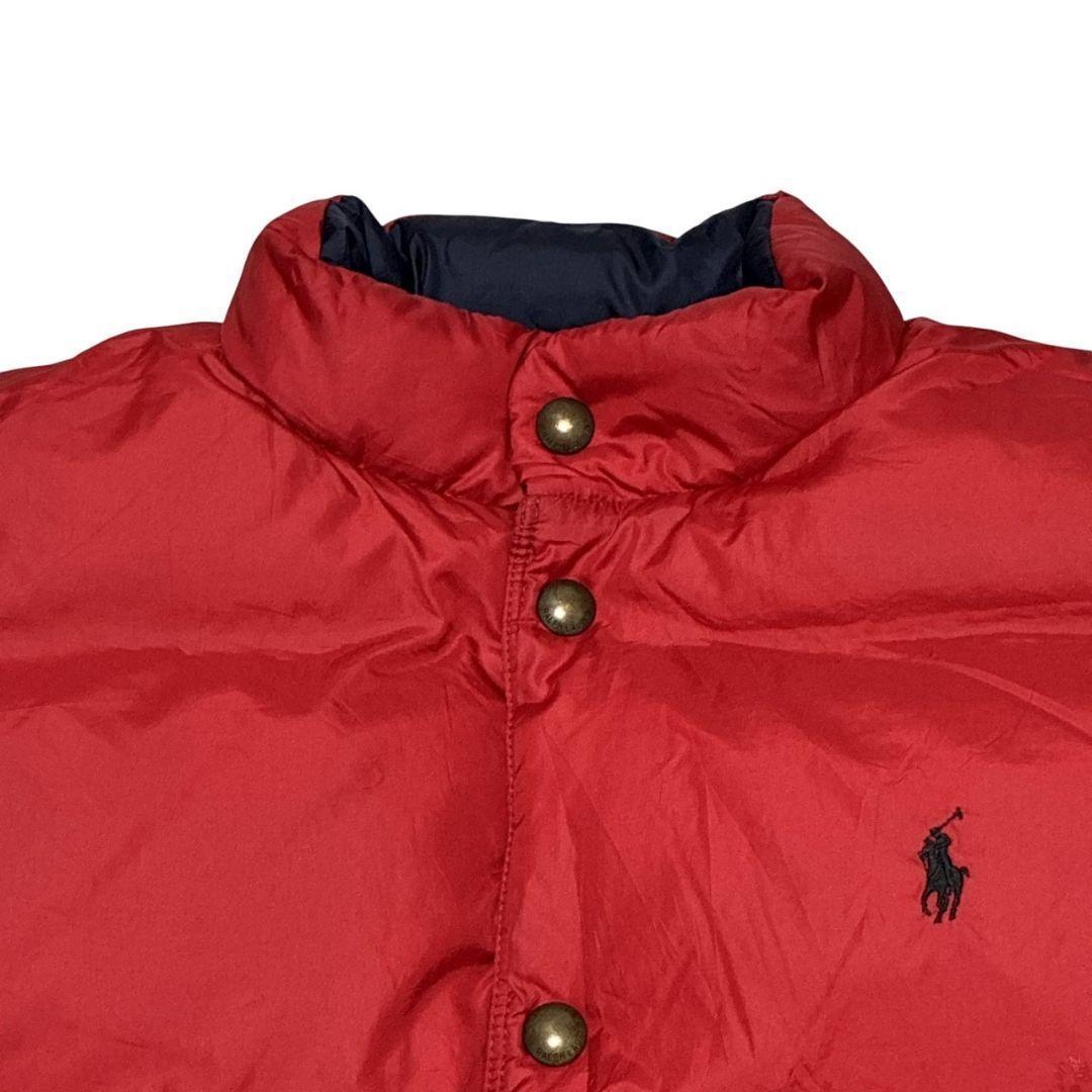 ポロバイラルフローレン リバーシブル ダウンベスト 紺×赤 刺繍ロゴ L ポロバイラルフローレン リバーシブル ダウンベスト 紺×赤 刺繍ロゴ L