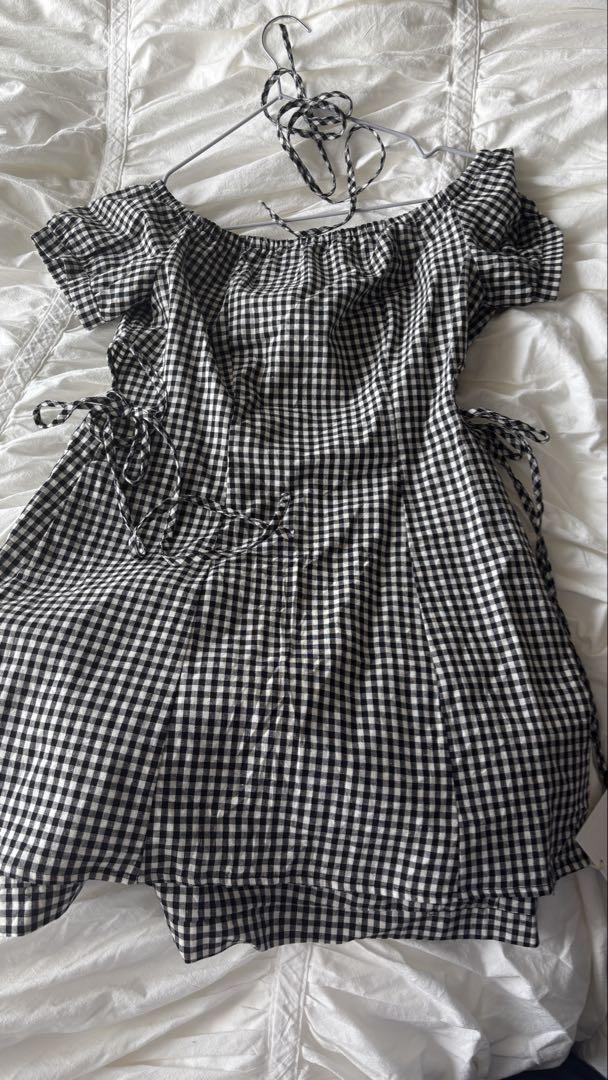 ワンピース andmary Becky check mini dress BK