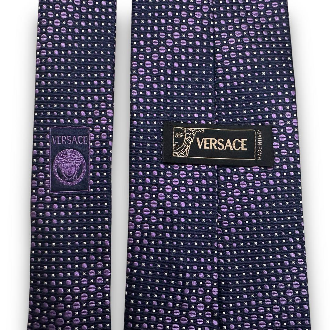 美品✨VERSACE ネクタイ　ヴェルサーチ　メデューサ　ジャガード　パープル