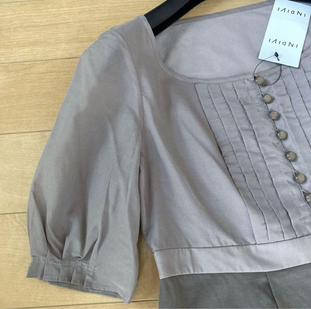 注目ショップ・ブランドのギフト 新品 モカ チュニック ブラウス 38 インディヴィ INDIVI トップス
