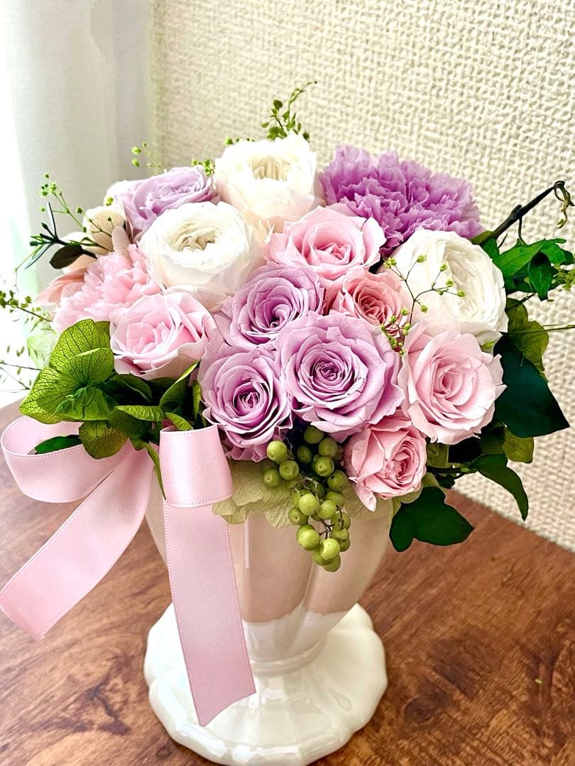 ＊ ..お花が溢れるロマンティックアレンジ..＊°..お花の贈り物 ケース付き YUZUMIYA_COM