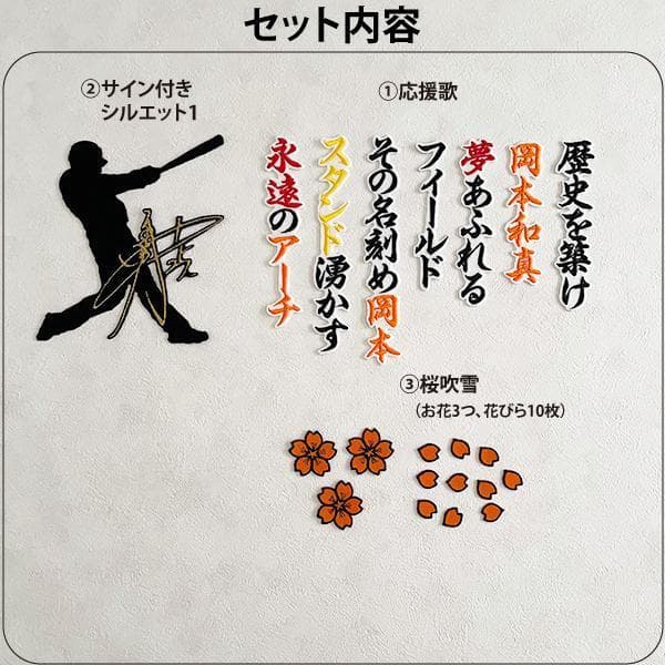 巨人 ジャイアンツ 岡本和真 刺繍ワッペン 3点 セット【白】【オレンジ】応援歌