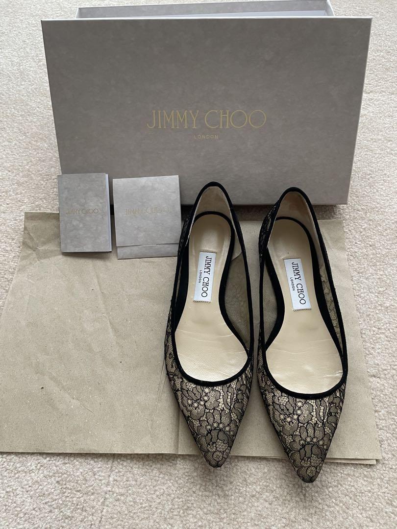 ジミーチュウ レースパンプス ROMY FLAT37 XIA211 BLACK