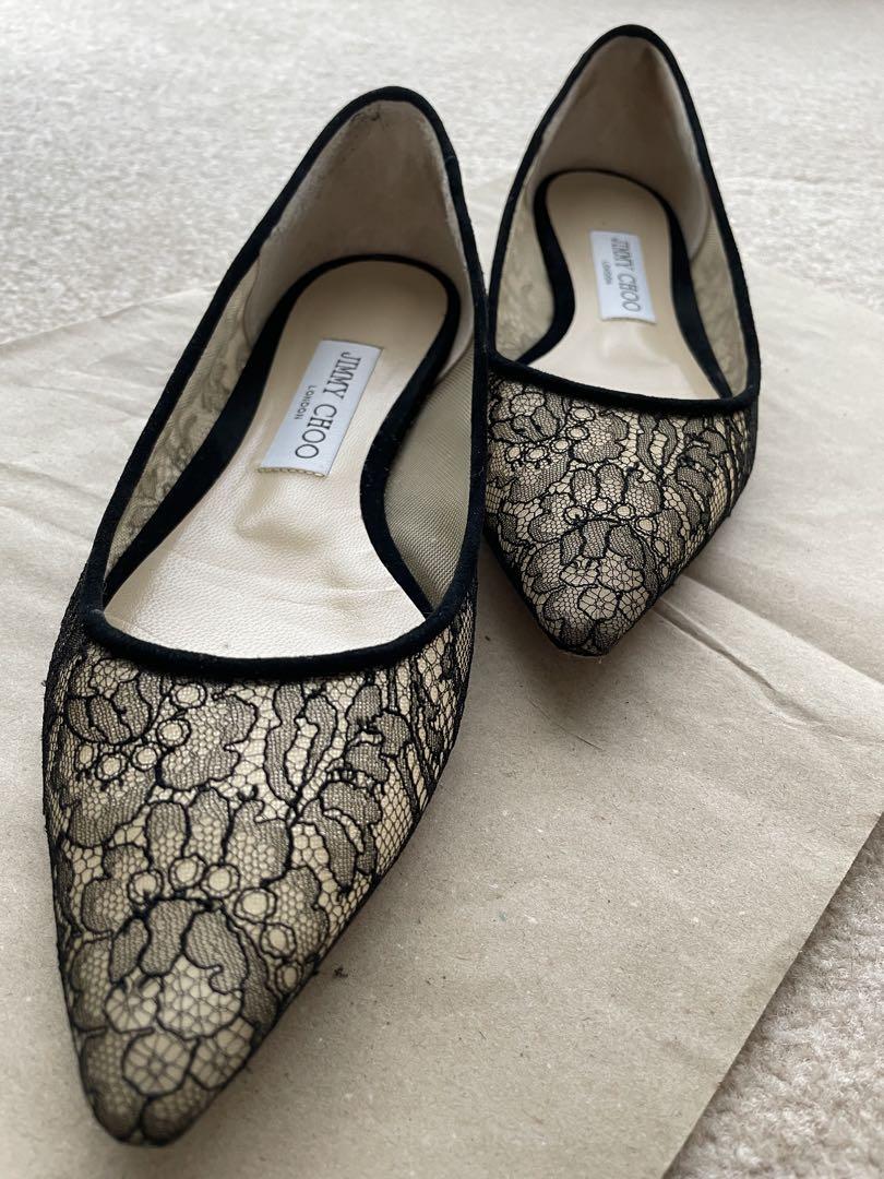ジミーチュウ レースパンプス ROMY FLAT37 XIA211 BLACK