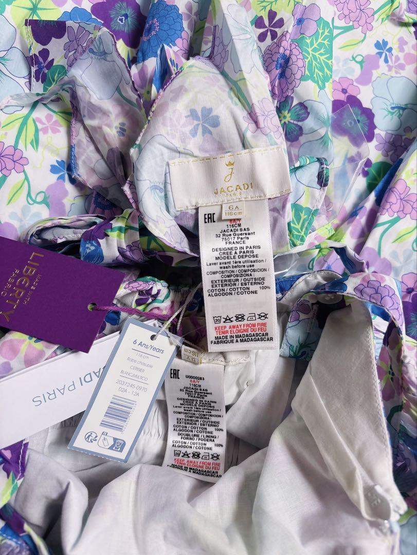 新品　Jacadi × LIBERTY 花柄　フリルスリーブ ワンピース　6A