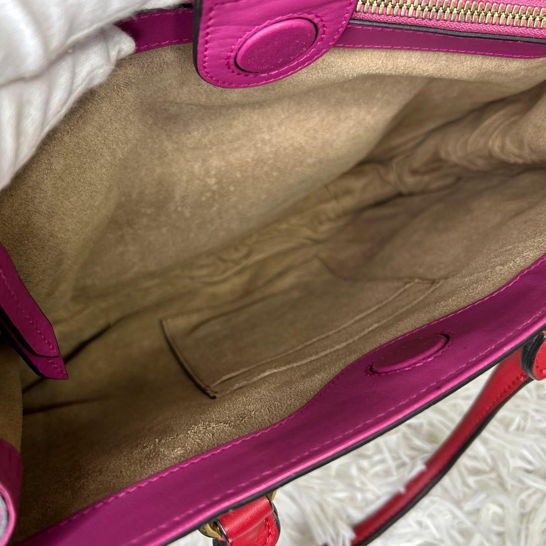 GUCCI ハンドバッグ　GGスプリーム　レッド　ピンク　ロゴ