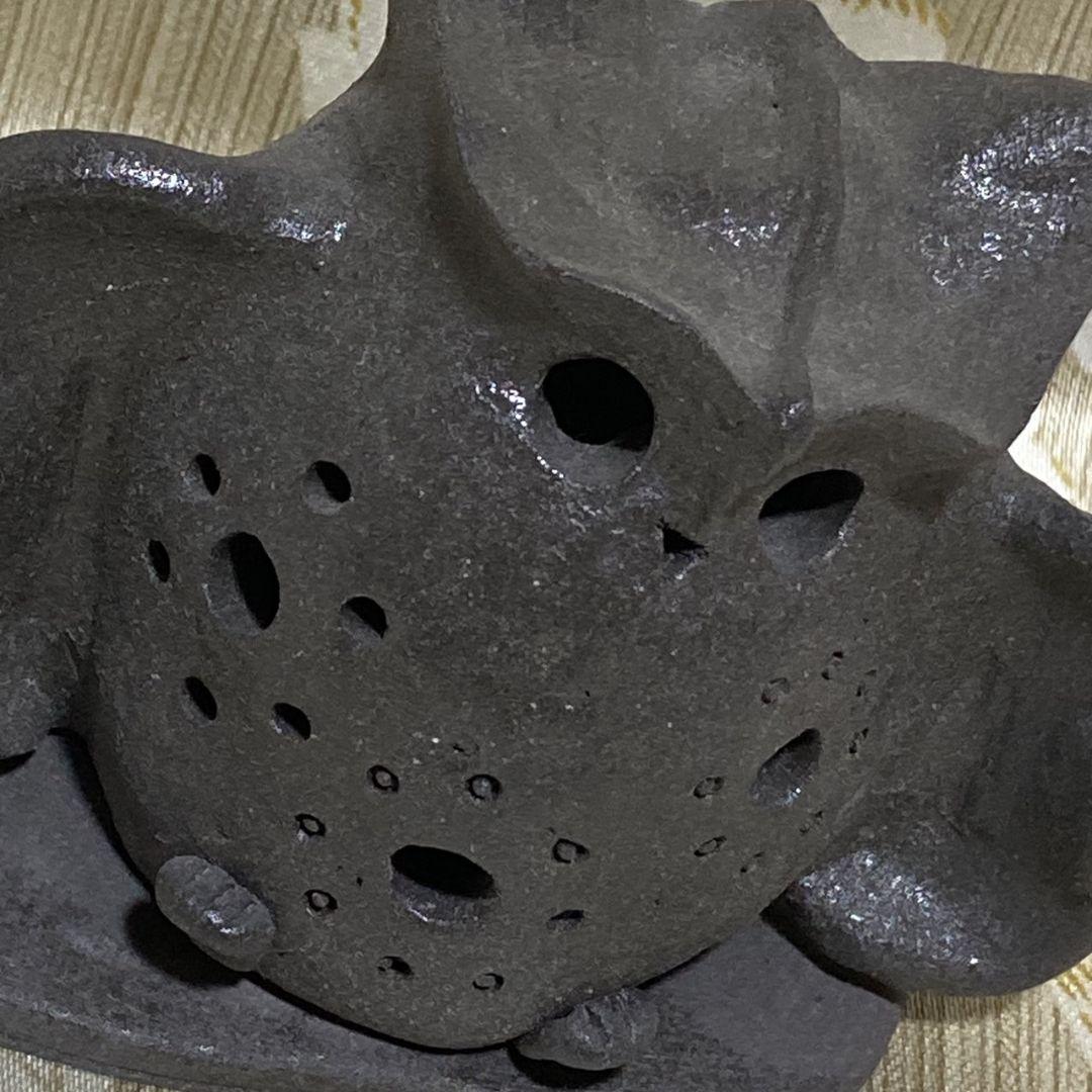 香炉フクロウ陶器焼き物アロマお香立て線香未使用