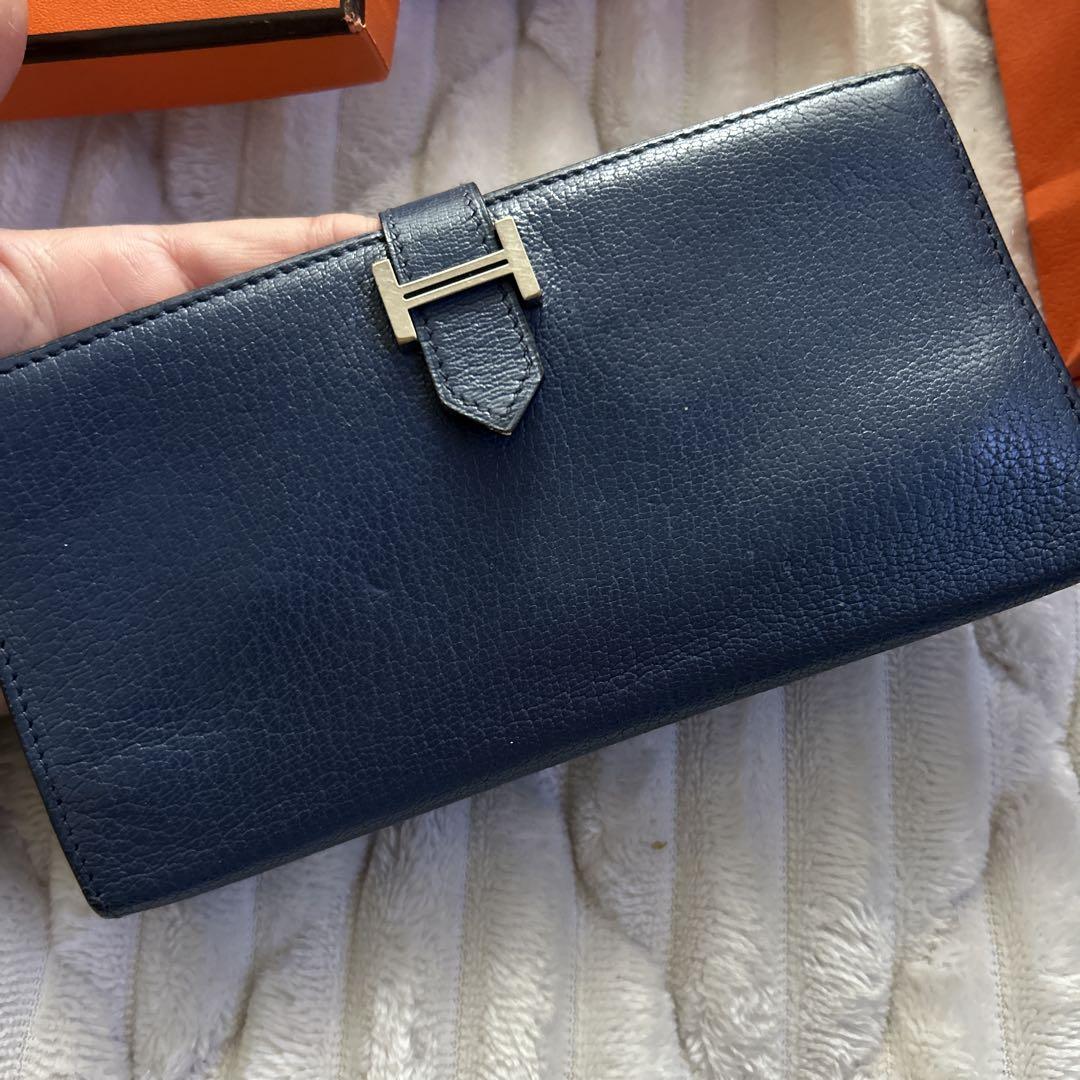 HERMES ネイビー 三つ折り財布