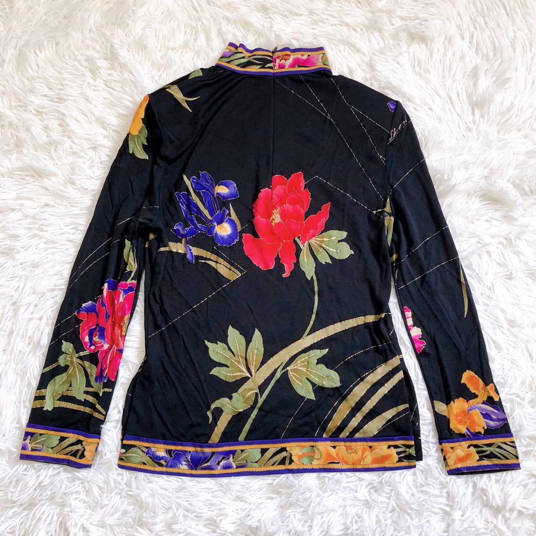 美品◎LEONARD 長袖ブラウス シルク100% 46 XXL 大きいサイズ