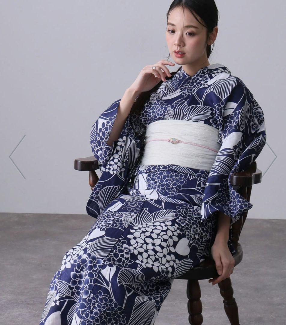 プールヴー紫陽花柄浴衣単品アジサイ