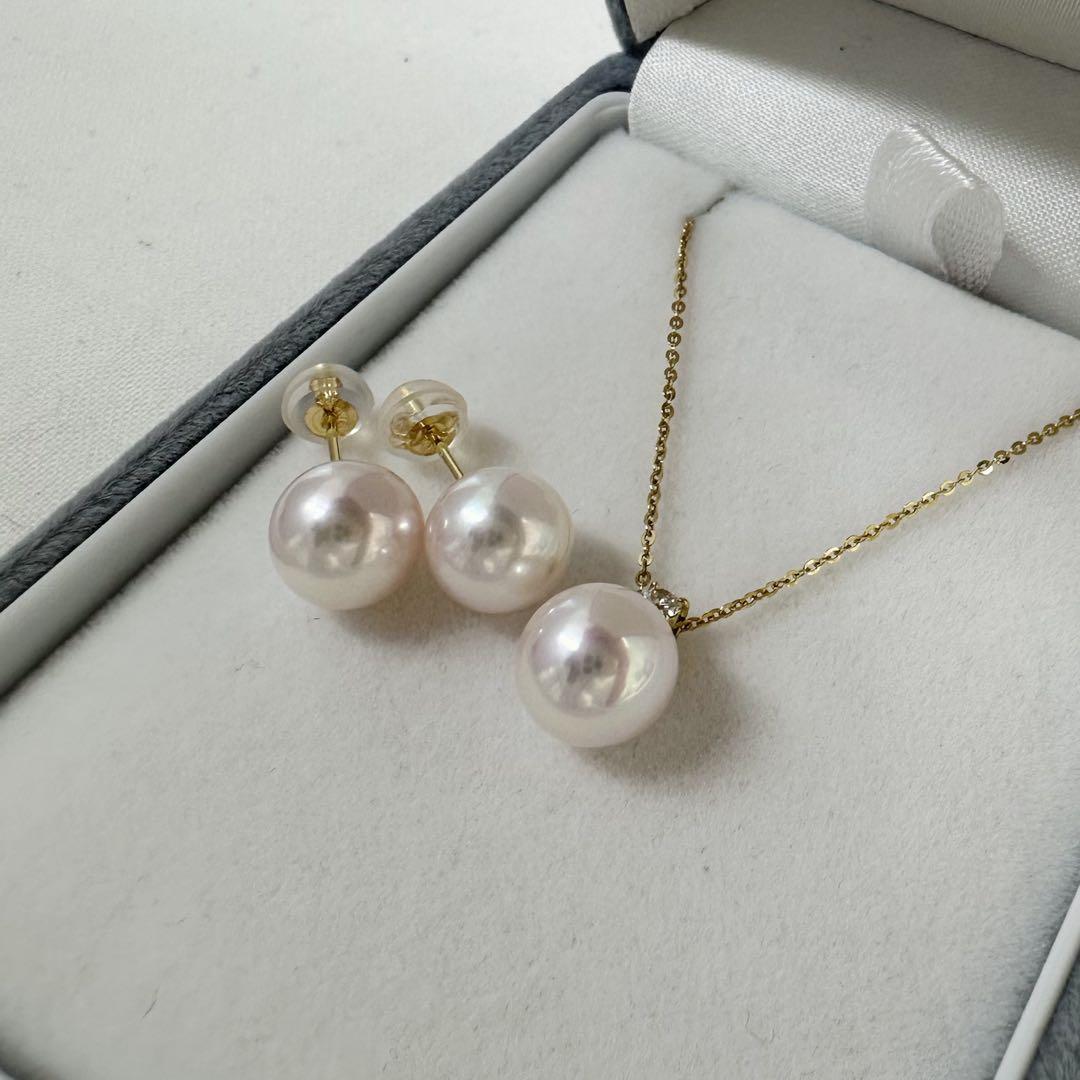 レビュー高評価商品 テリ最強 大人気 オーロラ天女約8.5mm K18金 ダイヤネックレス アクセサリー
