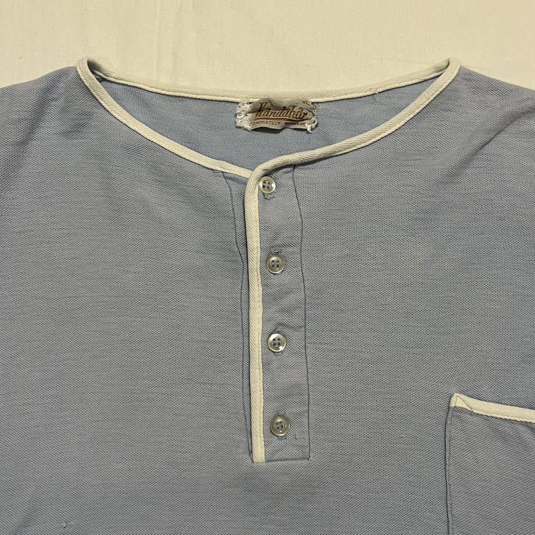 60s ヴィンテージ ビッグサイズ ヘンリーネック リンガーTシャツ 鹿の子地