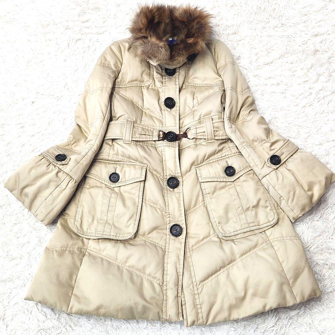 ✨美品✨バーバリーブルーレーベル❣️ダウンコート　40　ベージュ　フォックス