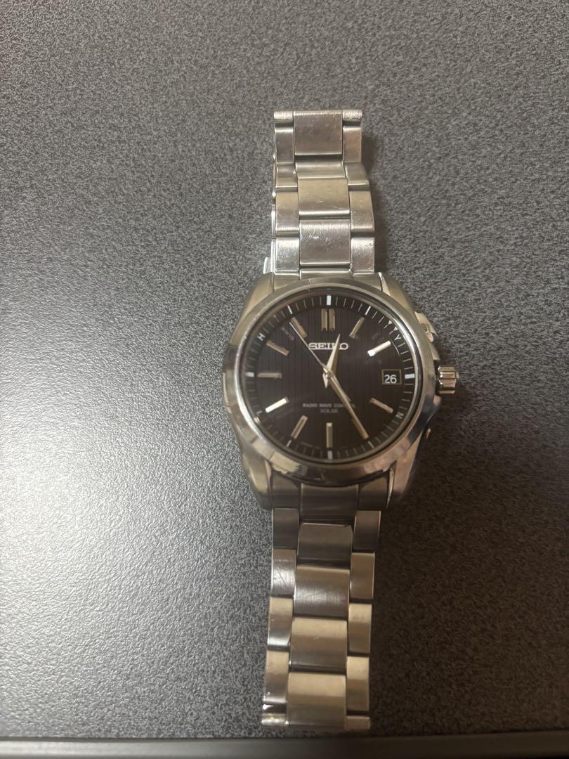 Seiko ブラックアナログ時計 ステンレス