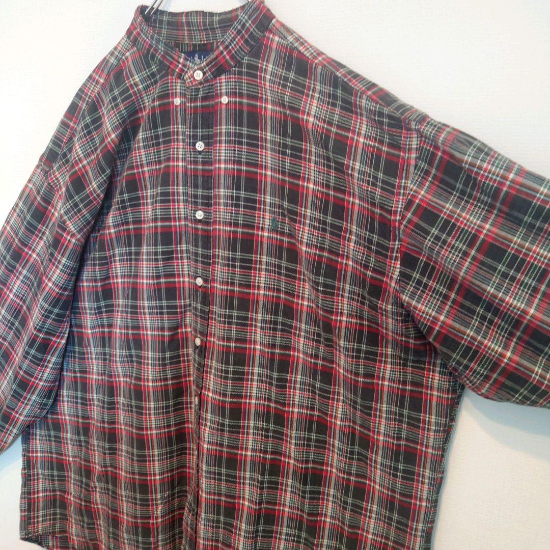 古着 90sラルフローレン ビッグシャツシリーズ 長袖シャツ 刺繍ロゴ ゆるダボ