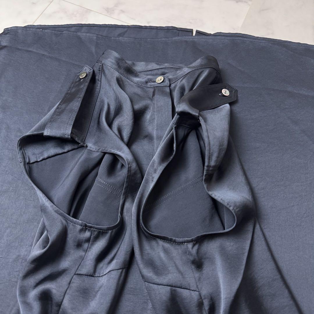 Theory 23SS ロングワンピース Crushed Satin 紺色 S - メルカリ