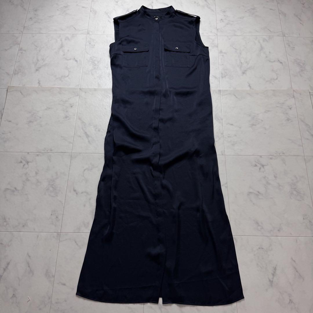 Theory 23SS ロングワンピース Crushed Satin 紺色 S - メルカリ
