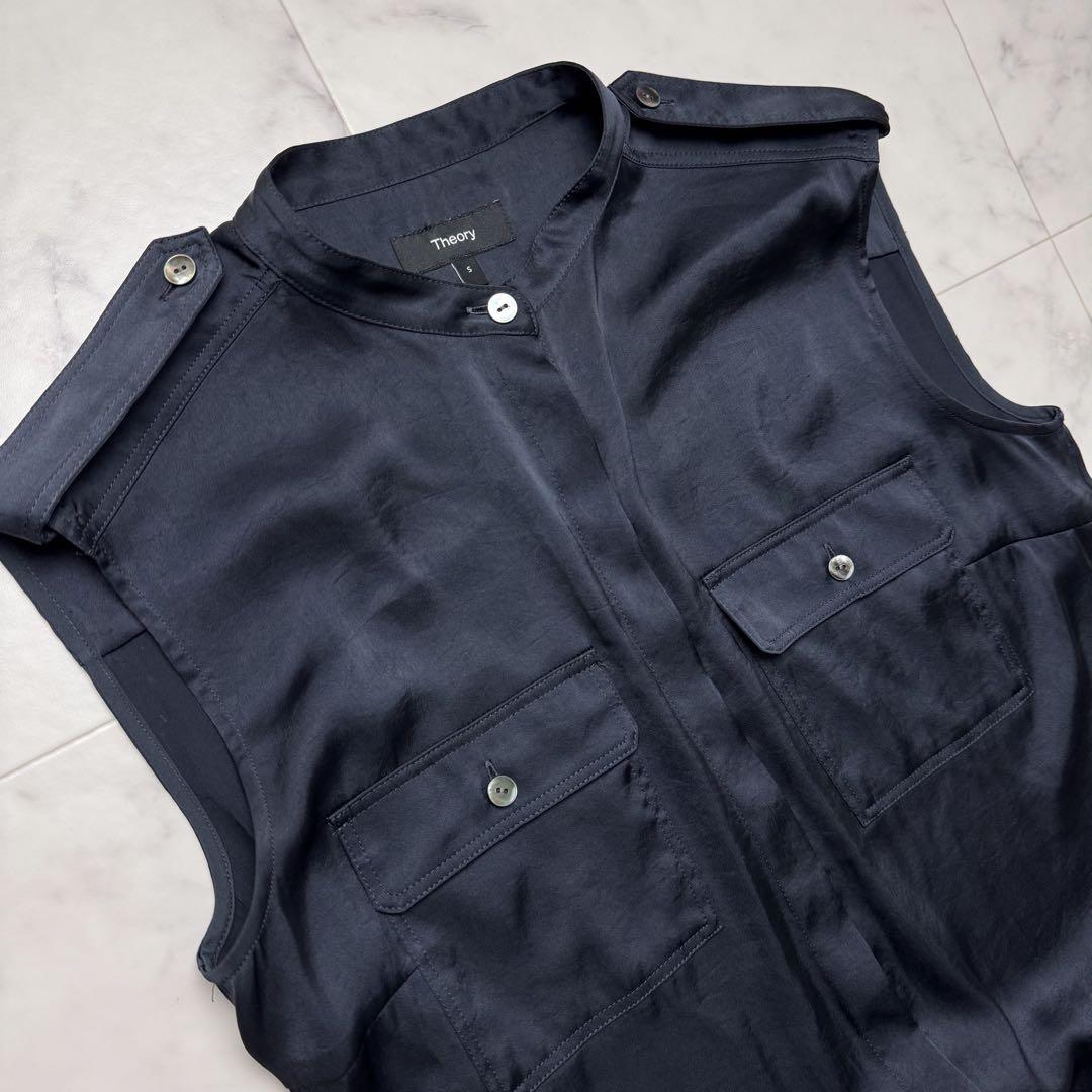 Theory 23SS ロングワンピース Crushed Satin 紺色 S - メルカリ