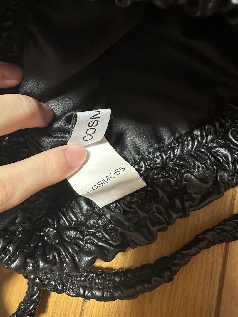 韓国商品/COSMOSS Wrinkle Pumpkin Leather Bag 韓国 WRINKLE PUMPKIN LEATHER BAG (BLACK