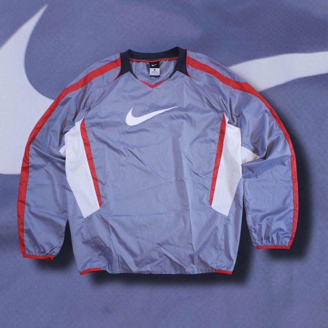 [良配色]NIKE ナイロンプルオーバー ピステ 両面ロゴ テックy2k